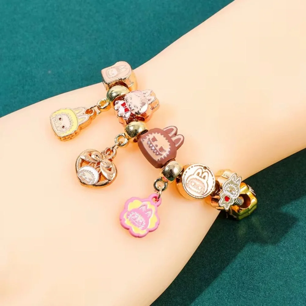 18K Gold Labubu Character Themed Fully Loaded Charm Bracelet Unisex Kawaii Anime - Picture 9 of 12